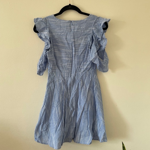 J.O.A. 100% Cotton Striped Blue and White Dress - Picture 6 of 11